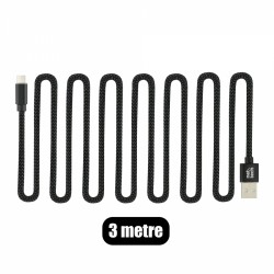 Nettech NT-DC02 İp Örgü 300 Cm Micro Şarj ve Data Kablosu (Siyah)