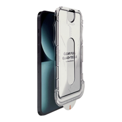 iPhone 16 Kolay Uygulama Aparatlı Dust Proof Temperli Cam Ekran Koruyucu (Siyah)
