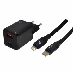 Helt HT-HCH03 33W GaN PD+QC 3600 mAh Type-C+Lightning Kablo + Şarj Aleti (Siyah)
