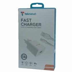 Teknonet TN-HCH07 18W 3000 mAh Type-C Kablo + Şarj Aleti (Beyaz)