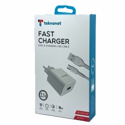 Teknonet TN-HCH05 10W 2100 mAh Micro Kablo + Şarj Aleti (Beyaz)
