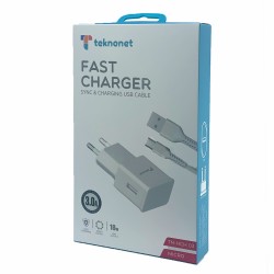 Teknonet TN-HCH03 18W 3000 mAh Micro Kablo + Şarj Aleti (Beyaz)