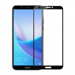 Huawei Y7 2018 Uyumlu Ön Koruma Temperli Cam Ekran Koruyucu (Siyah)