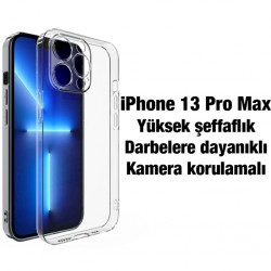 iPhone 13 Pro Max Kamera Korumalı Ultra İnce Şeffaf Silikon Kılıf