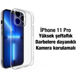 iPhone 11 Pro Kamera Korumalı Ultra İnce Şeffaf Silikon Kılıf 
