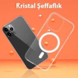 iPhone 14 Magsafe Uyumlu Manyetik Sert Tpu Şeffaf Silikon Kılıf