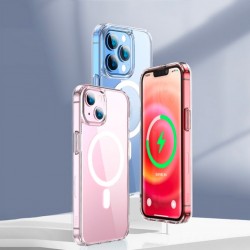 iPhone 13 Pro Max Magsafe Uyumlu Darbe Emici Manyetik Şeffaf Silikon Kılıf  