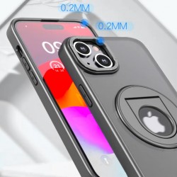 iPhone 14 - iPhone 13 Magsafe Uyumlu Standlı Manyetik Silikon Kılıf (Siyah)