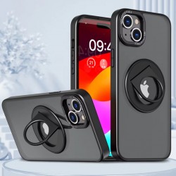 iPhone 15 Magsafe Uyumlu Standlı Manyetik Silikon Kılıf (Siyah)