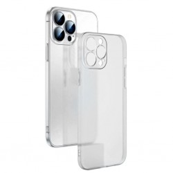 iPhone 13 Pro Max Frosted Glass Şeffaf Kamera Korumalı Kılıf (Beyaz)