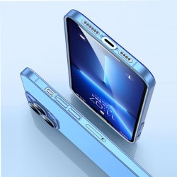 iPhone 13 Pro Max Frosted Glass Şeffaf Kamera Korumalı Kılıf (Beyaz)