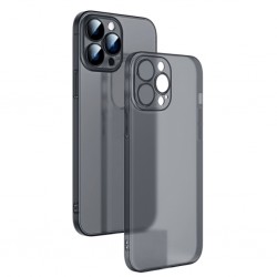 iPhone 13 Pro Max Frosted Glass Şeffaf Kamera Korumalı Kılıf (Siyah)