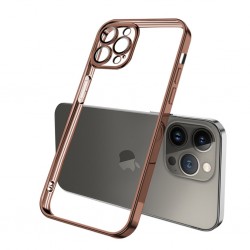 iPhone 13 Pro Kamera Korumalı Renkli Kenar Silikon Kılıf (Gold)