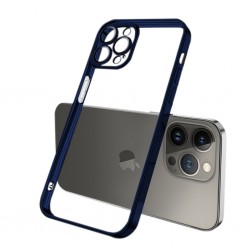 iPhone 13 Pro Kamera Korumalı Renkli Kenar Silikon Kılıf (Lacivert)