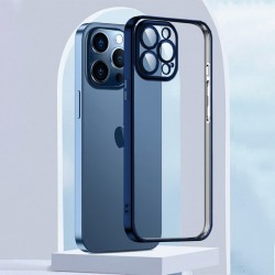 iPhone 13 Pro Kamera Korumalı Renkli Kenar Silikon Kılıf (Lacivert)
