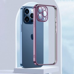 iPhone 13 Pro Kamera Korumalı Renkli Kenar Silikon Kılıf (Rose Gold)