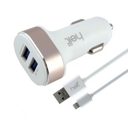 Helt HT-17 5W 2 Çıkışlı Lightning Kablo + Araç Şarj Aleti (Beyaz)