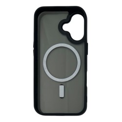 iPhone 16 Uyumlu Metal Kamera Çerçeveli Magsafe Seri Arka Koruma Kılıf (Siyah) 