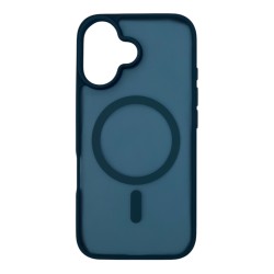 iPhone 16 Lüks Mat Magsafe Uyumlu Manyetik Silikon Kılıf (Lacivert)