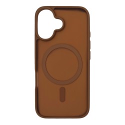iPhone 16 Lüks Mat Magsafe Uyumlu Manyetik Silikon Kılıf (Kahverengi)