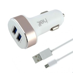 Helt HT-16 5W 2 Çıkışlı Micro Kablo + Araç Şarj Aleti (Beyaz)