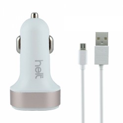 Helt HT-16 5W 2 Çıkışlı Micro Kablo + Araç Şarj Aleti (Beyaz)
