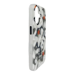iPhone 16 MagSafe Uyumlu Graffiti Mat Darbeye Dayanıklı Manyetik Telefon Kılıfı (Beyaz)