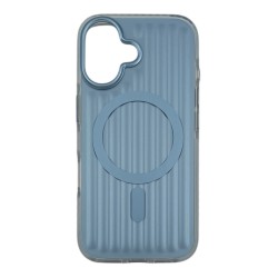 iPhone 16 Magsafe Şarj Özellikli Oyuklu Tasarım Mutural Bumpy Clear Kılıf (Mavi)