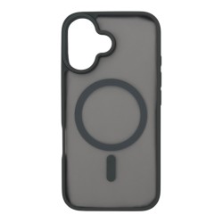 iPhone 16 Plus Lüks Mat Magsafe Uyumlu Manyetik Silikon Kılıf (Gri)