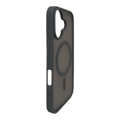 iPhone 16 Plus Lüks Mat Magsafe Uyumlu Manyetik Silikon Kılıf (Gri)