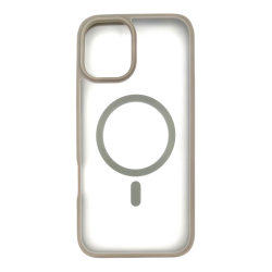 iPhone 16 Plus Uyumlu Şeffaf Renkli Kenar Magsafe Şarj Özellikli Silikon Kılıf (Gri)