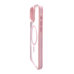 iPhone 16 Plus Uyumlu Şeffaf Renkli Kenar Magsafe Şarj Özellikli Silikon Kılıf (Pembe)