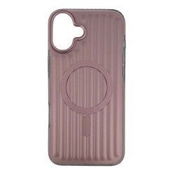 iPhone 16 Plus Magsafe Şarj Özellikli Oyuklu Tasarım Mutural Bumpy Clear Kılıf (Pembe)