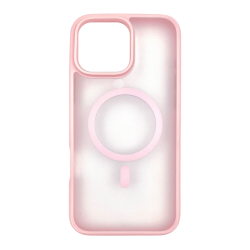 iPhone 16 Pro Uyumlu Şeffaf Renkli Kenar Magsafe Şarj Özellikli Silikon Kılıf (Pembe)