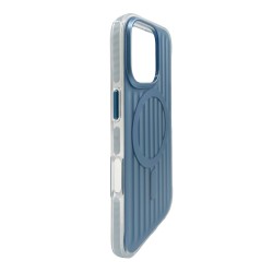 iPhone 16 Pro Magsafe Şarj Özellikli Oyuklu Tasarım Mutural Bumpy Clear Kılıf (Mavi)