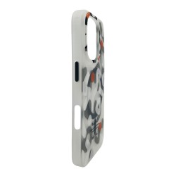iPhone 16 Pro MagSafe Uyumlu Graffiti Mat Darbeye Dayanıklı Manyetik Telefon Kılıfı (Beyaz)