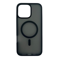 iPhone 16 Pro Max Lüks Mat Magsafe Uyumlu Manyetik Silikon Kılıf (Siyah)