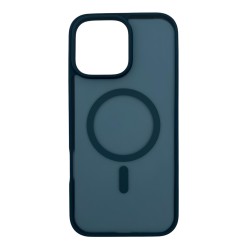 iPhone 16 Pro Max Lüks Mat Magsafe Uyumlu Manyetik Silikon Kılıf (Lacivert)