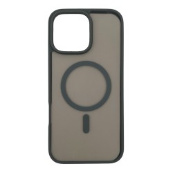 iPhone 16 Pro Max Lüks Mat Magsafe Uyumlu Manyetik Silikon Kılıf (Gri)