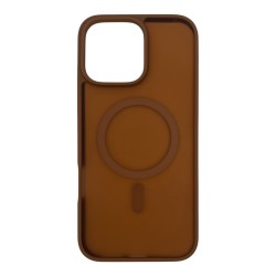 iPhone 16 Pro Max Lüks Mat Magsafe Uyumlu Manyetik Silikon Kılıf (Kahverengi)