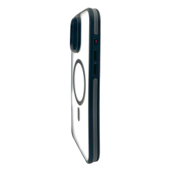 iPhone 16 Pro Max Uyumlu Şeffaf Renkli Kenar Magsafe Şarj Özellikli Silikon Kılıf (Siyah)