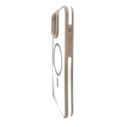 iPhone 16 Pro Max Uyumlu Şeffaf Renkli Kenar Magsafe Şarj Özellikli Silikon Kılıf (Gri)