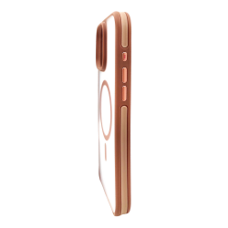 iPhone 16 Pro Max Uyumlu Şeffaf Renkli Kenar Magsafe Şarj Özellikli Silikon Kılıf (Gold)