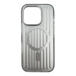 iPhone 16 Pro Max Magsafe Şarj Özellikli Oyuklu Tasarım Mutural Bumpy Clear Kılıf (Gri)