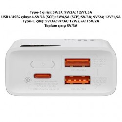 Baseus Adaman2 Digital Display 10000mAh 30W Powerbank Taşınabilir Şarj Cihazı VOOC Edition (Beyaz)