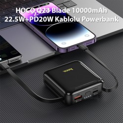 HOCO Q23 Blade 10000mAh 22.5W+PD20W Kablolu Powerbank (Siyah)