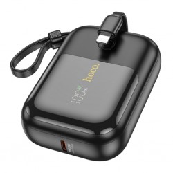 HOCO Q20 Fountain 10000mAh 22.5W+PD20W Dijital Göstergeli Kablolu Powerbank (Siyah)