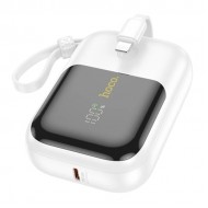 HOCO Q20 Fountain 10000mAh 22.5W+PD20W Dijital Göstergeli Kablolu Powerbank (Beyaz)