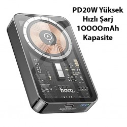 HOCO Q14A Ice Crystal 10000mAh PD20W Magsafe Uyumlu Manyetik Hızlı Şarj Powerbank (Siyah)