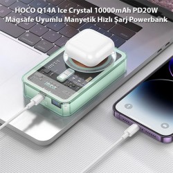 HOCO Q14A Ice Crystal 10000mAh PD20W Magsafe Uyumlu Manyetik Hızlı Şarj Powerbank (Mavi)